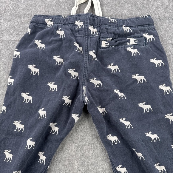 Abercrombie & Fitch Moose Pants Mens Medium Navy Print Lounge Sleep Cotton - Picture 5 of 14